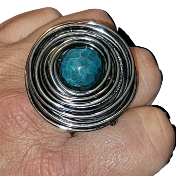 WIRE wrapped swirl ring vintage unique fun - Picture 1 of 5